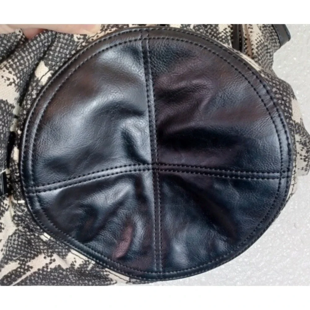 Lucky Brand Bali Hai Black White Canvas Hobo Shoulder‎ Bag Tote